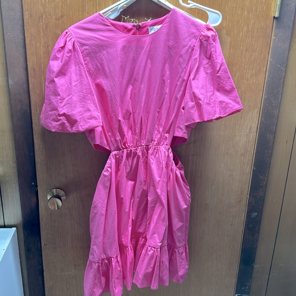 WAYF size large hot pink dress with cut outs